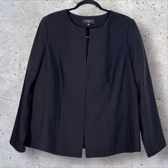 Talbots Plus Black Blazer Jacket Size 14W Lined Business Career Office Church - Picture 1 of 8